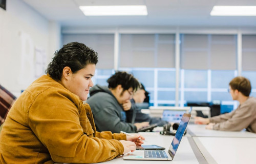 student using laptop