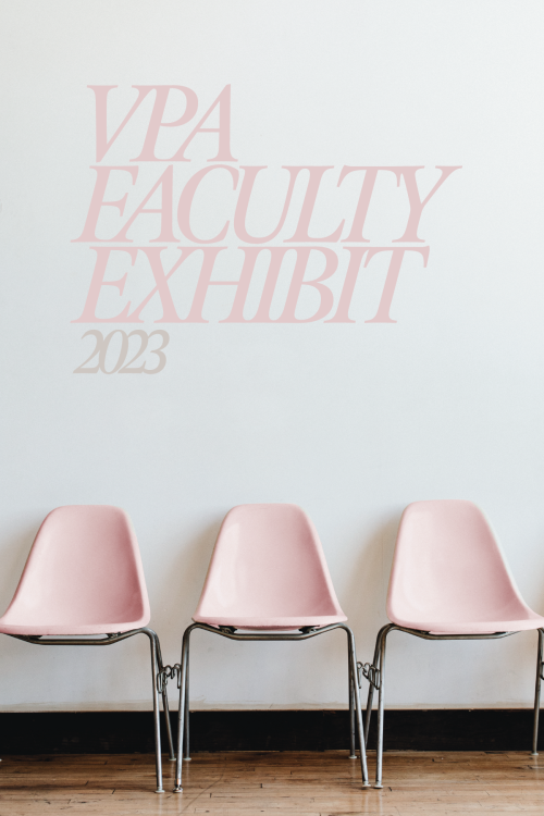 VPA Faculty Exhibit 2023, light pink chairs against a cream wall